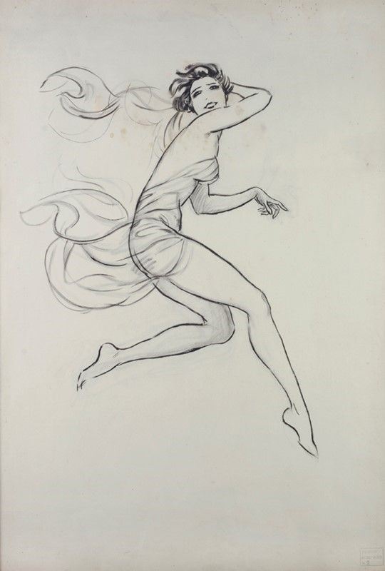 Luigi Bompard : Danzatrice  - China su carta - Auction Autori del XIX e XX sec. - I - Galleria Pananti Casa d'Aste