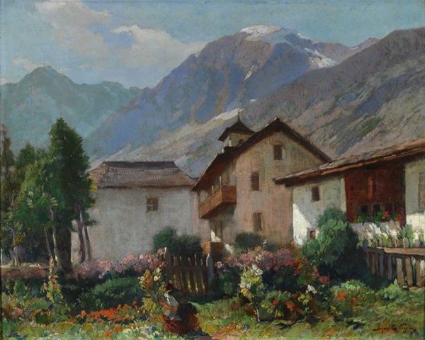 Mario Moretti Foggia : Casolare di montagna  - Olio su compensato - Auction Autori del XIX e XX sec. - I - Galleria Pananti Casa d'Aste