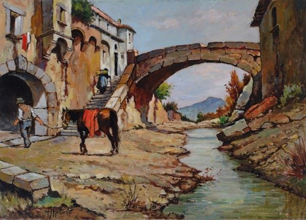 Aldo Affortunati - Paesaggio con ponte