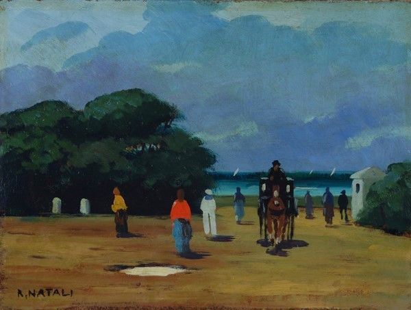 Renato Natali - Paesaggio con figure