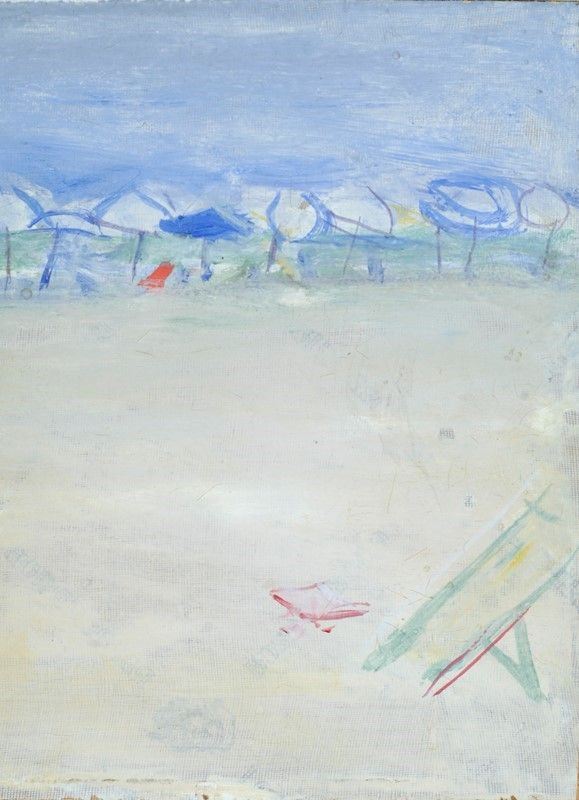 Moses Levy : Spiaggia  - Tempera su cartone - Asta Autori del XIX e XX sec. - I - Galleria Pananti Casa d'Aste