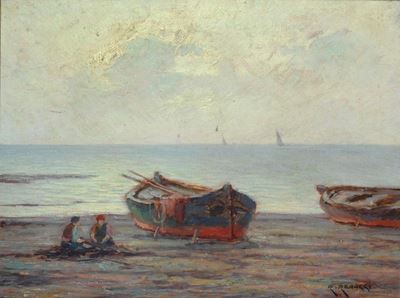 Barconi e Pescatori sulla Spiaggia