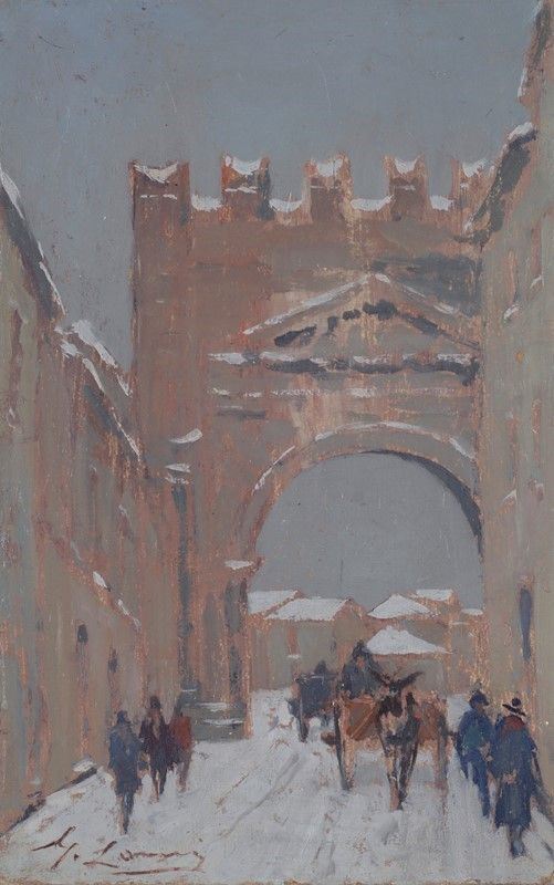 Giovanni Lomi - Vecchia Rimini Sotto la Neve