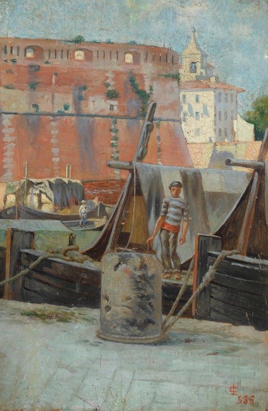 Lorenzo Cecchi - Pescatorello al porto di Livorno