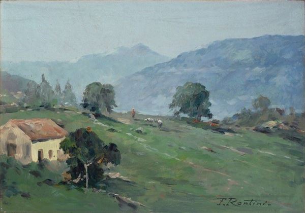 Ferruccio Rontini : Paesaggio montano  - Olio su tela - Auction Autori del XIX e XX sec. - I - Galleria Pananti Casa d'Aste