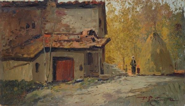 Ferruccio Rontini : Casa colonica  (1937)  - Olio su compensato - Auction Autori del XIX e XX sec. - I - Galleria Pananti Casa d'Aste