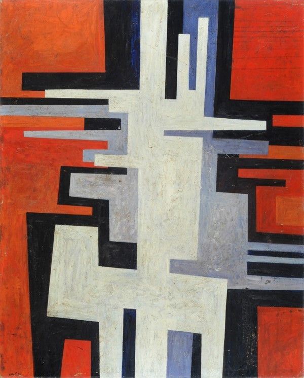 Gualtiero Nativi : Astratto  (1958)  - Olio su faesite - Asta Arte moderna e contemporanea - Galleria Pananti Casa d'Aste
