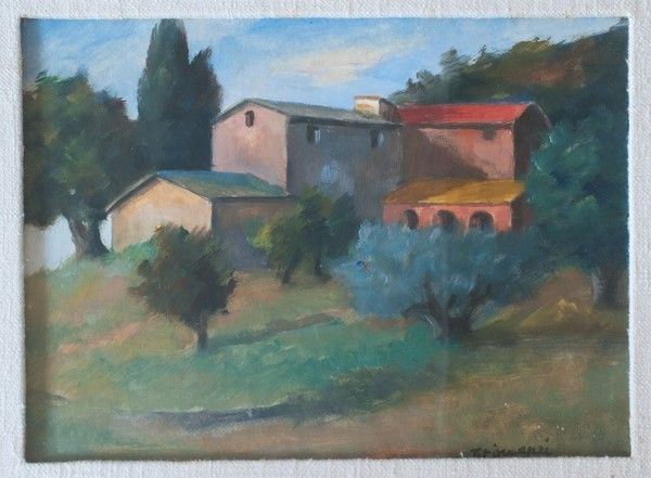 Nino Tirinnanzi : Campagna  - Olio su cartone - Auction Autori del XIX e XX sec. - I - Galleria Pananti Casa d'Aste