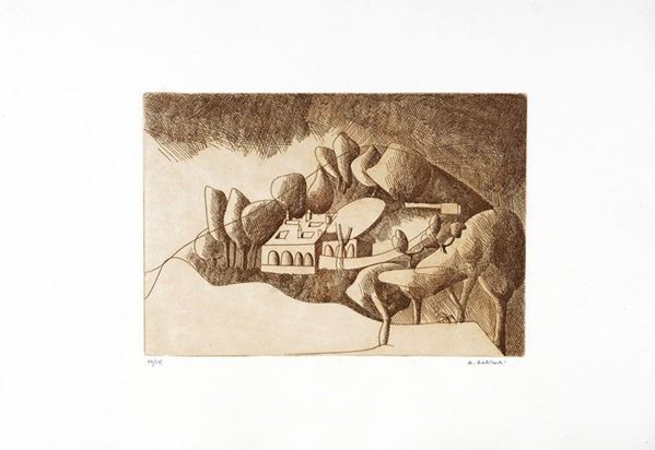 Anonimo, XX sec. : Paese  - Acquaforte - Asta GRAFICA ED EDIZIONI - Galleria Pananti Casa d'Aste