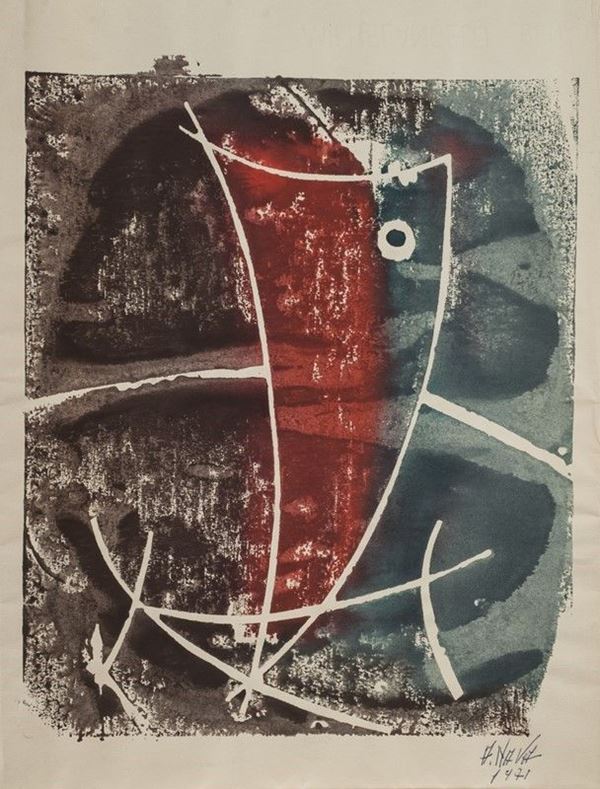 Aldo Nava : Senza titolo  (1971)  - Monotipo su carta - Asta GRAFICA ED EDIZIONI - Galleria Pananti Casa d'Aste