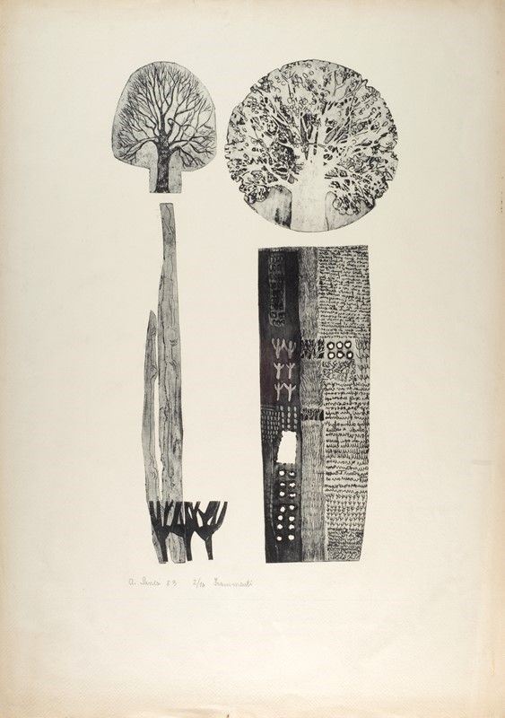 Anna Sanesi : Frammenti  (1983)  - Acquaforte acquatinta - Asta GRAFICA ED EDIZIONI - Galleria Pananti Casa d'Aste