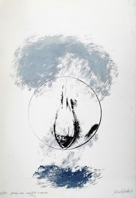 Anonimo, XX sec. : Goccia con nuvola e mare  (1980)  - Serigrafia - Asta GRAFICA ED EDIZIONI - Galleria Pananti Casa d'Aste