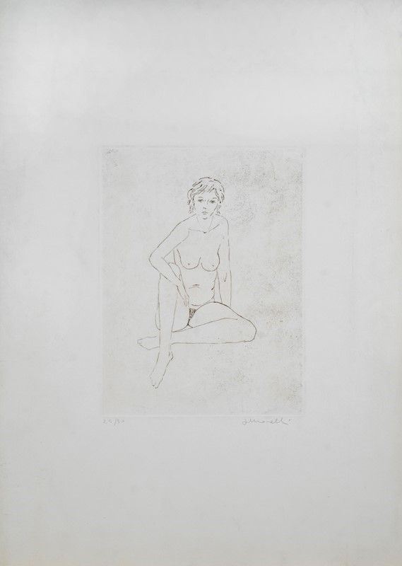 Anonimo, XX sec. : Nudo  - Acquaforte - Auction GRAFICA ed EDIZIONI - Galleria Pananti Casa d'Aste
