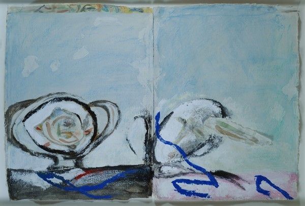 Mimmo Paladino : Senza titolo  (1980)  - Tecnica mista su carta fatta a mano (due fogli) - Auction Arte moderna e contemporanea - Galleria Pananti Casa d'Aste
