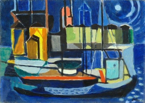 Enrico Paulucci : Porto  (1959)  - Olio su tela - Auction Arte moderna e contemporanea - Galleria Pananti Casa d'Aste