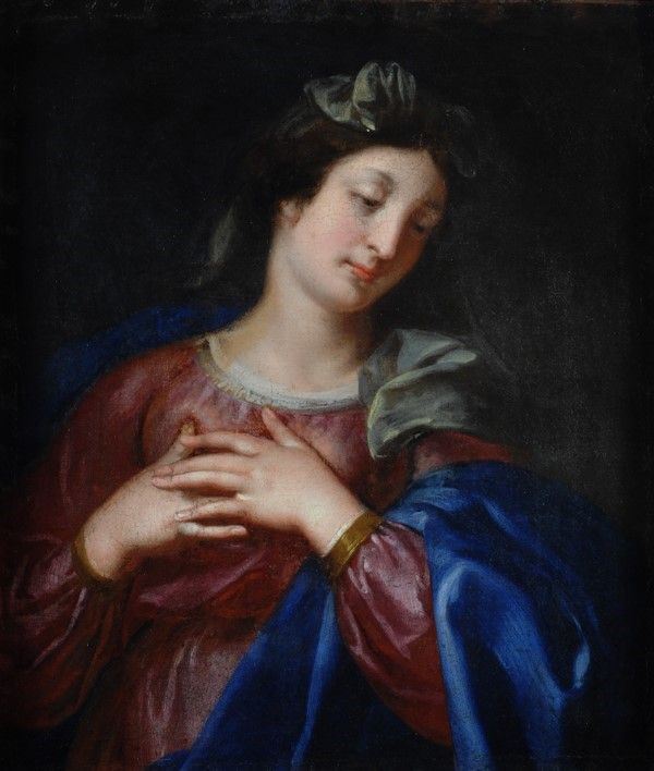 Scuola Senese, XVII sec. : Vergine Annunciata  - Olio su tela - Asta Antiquariato - I - Galleria Pananti Casa d'Aste