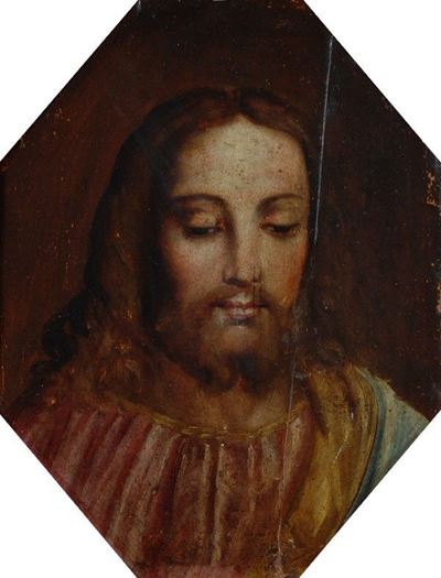Scuola Toscana, Volto di Cristo, olio su tavola