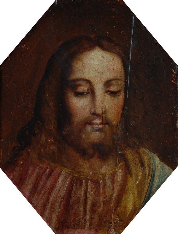 Scuola Toscana, Fine XVI Sec. - Scuola Toscana, Volto di Cristo, olio su tavola