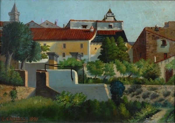 Giuseppe Grassis : Case  (1890)  - Olio su tela - Auction Antiquariato - I - Galleria Pananti Casa d'Aste