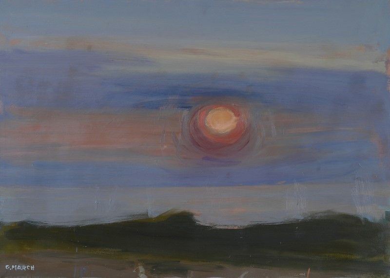Giovanni March - Tramonto al Forte dei Marmi, olio su tela