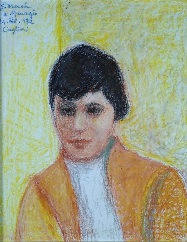 Giovanni March : Ritratto  (1972)  - Pastelli a olio su cartone telato - Asta Autori del XIX e XX sec. - III - Galleria Pananti Casa d'Aste
