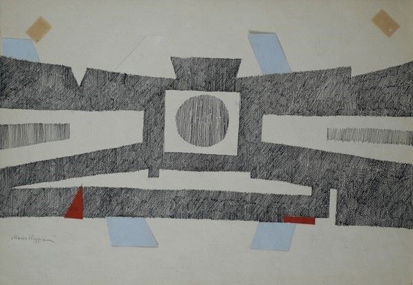 Mauro Reggiani : Composizione  - Tecnica mista su carta - Asta Arte moderna e contemporanea - Galleria Pananti Casa d'Aste