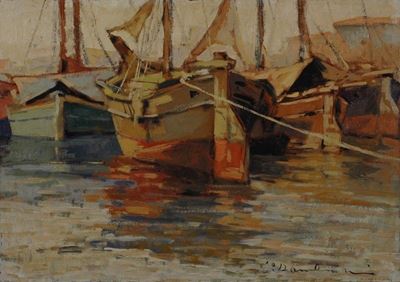 Barcone, olio su faesite