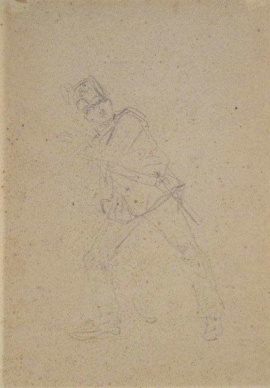 Sebastiano De Albertis - Militare (fronte/retro), grafite su carta