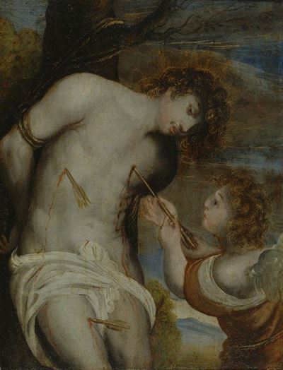 Scuola Fiamminga, San Sebastiano, olio su rame