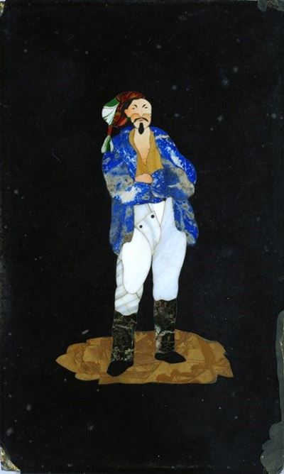 Oggetto del XIX secolo, Figura di uomo in ardesia intarsiata