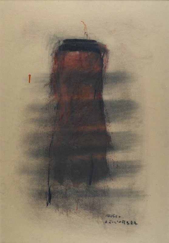 Piero Pizzi Cannella : Rosso dell'ombra  - Tecnica mista su cartone - Asta Arte moderna e contemporanea - Galleria Pananti Casa d'Aste