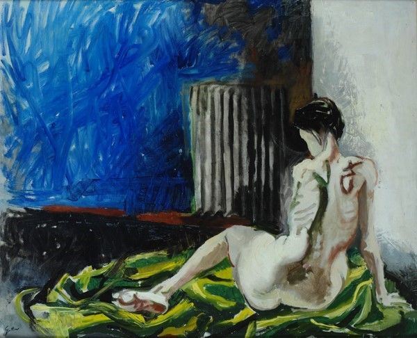 Renato Guttuso : Nudo  (1960)  - Olio su tela - Asta Arte moderna e contemporanea - Galleria Pananti Casa d'Aste