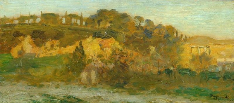 Beppe Ciardi - Paesaggio romano, olio su tavola