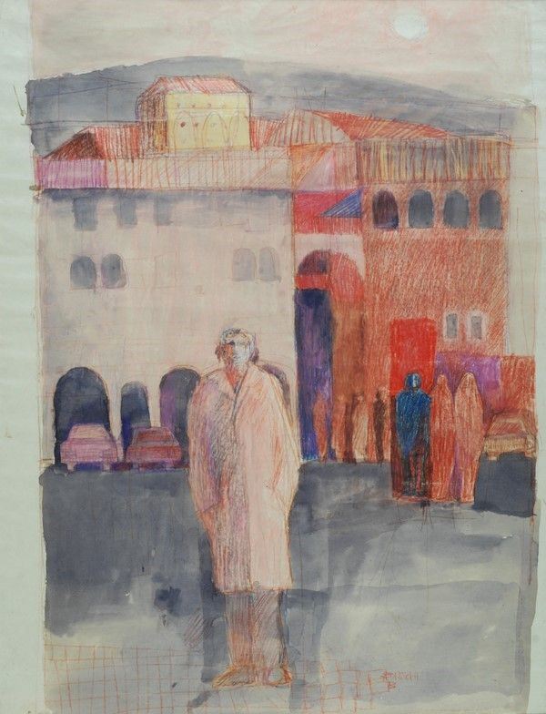 Lorenzo Bonechi : Senza titolo  (1980)  - Matita e acquerello su carta - Auction Arte moderna e contemporanea - Galleria Pananti Casa d'Aste