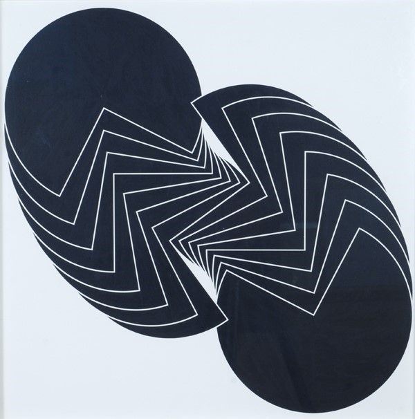 Franco Grignani : Senza titolo  (1968)  - Acrilico su cartone - Auction Arte moderna e contemporanea - Galleria Pananti Casa d'Aste