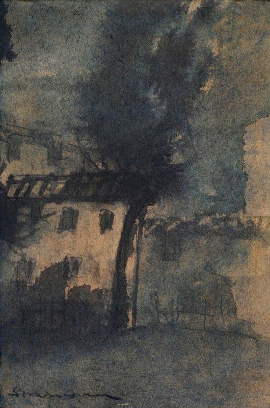 Luigi Spazzapan - Casolare con Albero