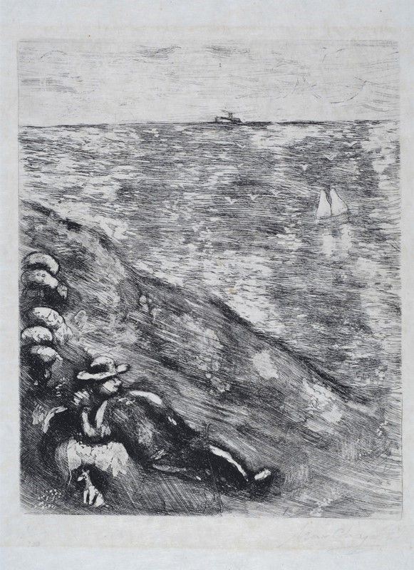 Marc Chagall : Le berger et la mèr (dalla serie delle Fable de La Fontaine)  - Acquaforte - Auction Arte Moderna e Contemporanea - II - Galleria Pananti Casa d'Aste