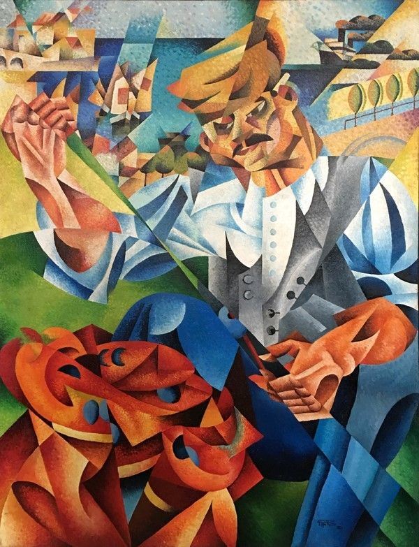 Pippo Rizzo : Pescatore  (1921)  - Olio su tela - Auction Arte moderna e contemporanea - Galleria Pananti Casa d'Aste