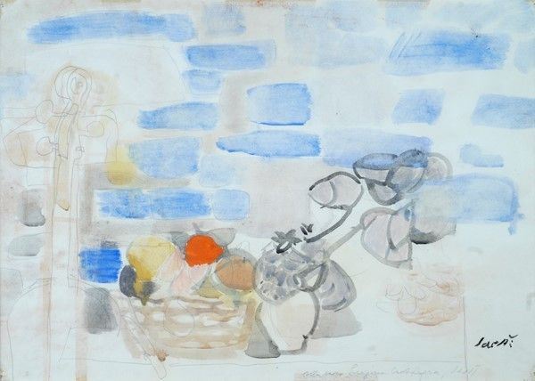 Bruno Saetti : Natura morta  - Acquerello su carta - Auction Arte moderna e contemporanea - Galleria Pananti Casa d'Aste