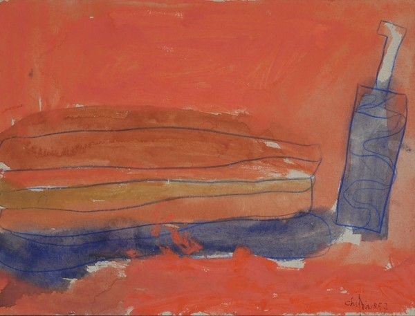 Alfredo Chighine : Senza titolo  (1956)  - Acquerello su carta - Auction Arte moderna e contemporanea - Galleria Pananti Casa d'Aste