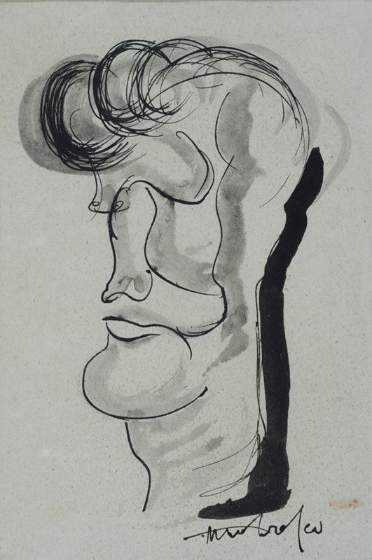 Antonio Marasco : Volto  - China e china acquerellata su carta - Auction Arte moderna e contemporanea - Galleria Pananti Casa d'Aste