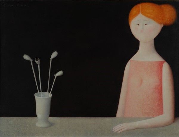 Antonio Bueno : La collezionista di pipe  - Olio su faesite - Auction Arte moderna e contemporanea - Galleria Pananti Casa d'Aste