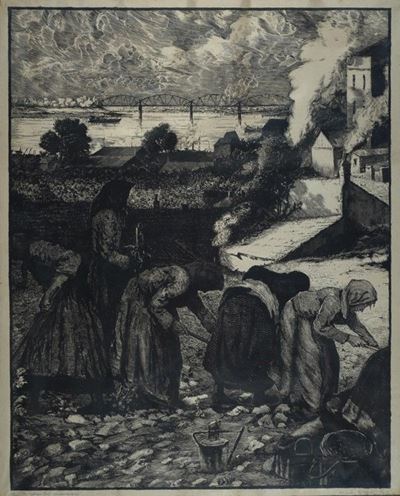 Lavoro in fonderia, acquaforte, 1922