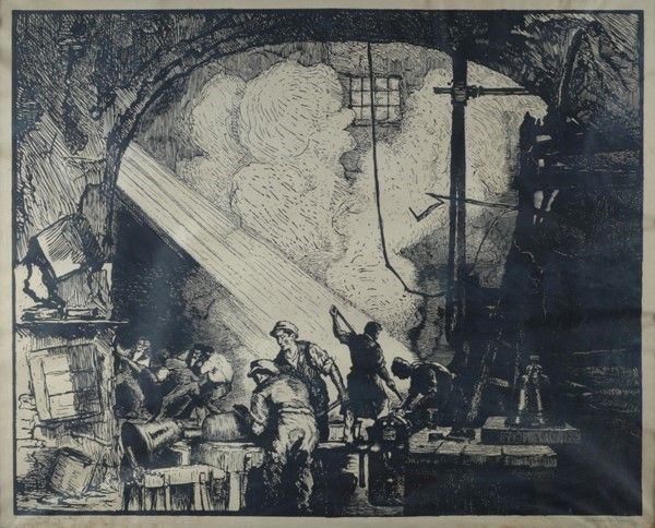Milenko Duric : Donne al lavoro  (1929)  - Acquaforte - Asta Antiquariato - I - Galleria Pananti Casa d'Aste