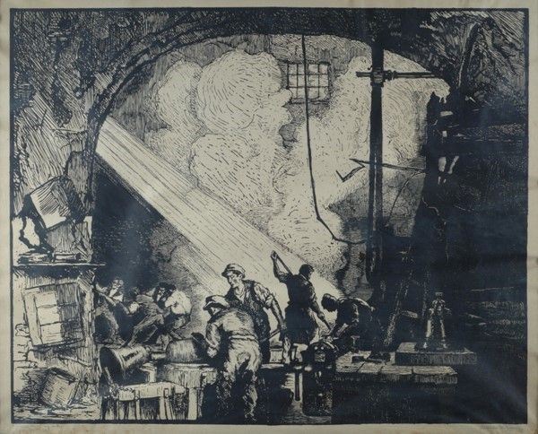 Milenko Duric - Donne al lavoro, acquaforte 1929