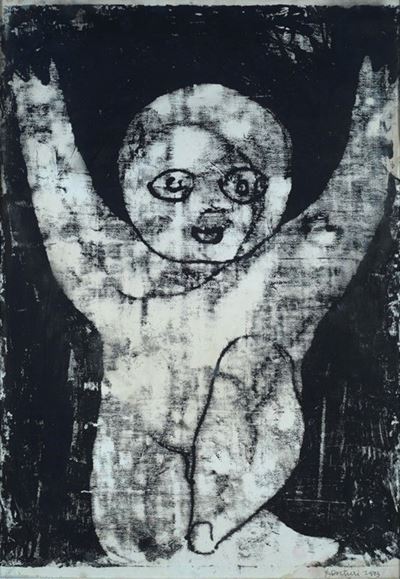 Bambino, monotipo su carta