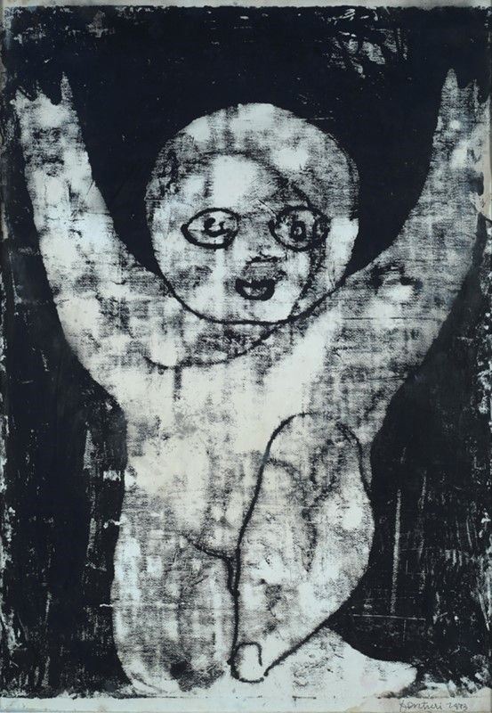 Venturino Venturi - Bambino, monotipo su carta