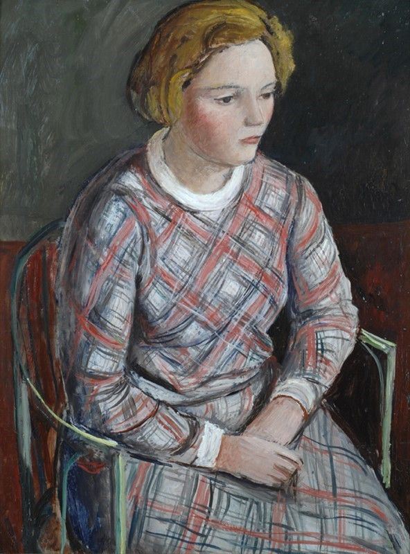 Anonimo, XX sec. : Ritratto di ragazza  - Olio su compensato - Asta Antiquariato - I - Galleria Pananti Casa d'Aste