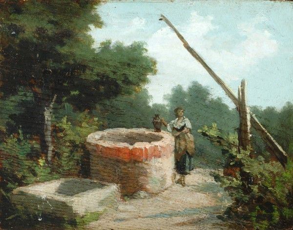 Filadelfo Simi : Il pozzo  - Olio su tavola - Asta Antiquariato - I - Galleria Pananti Casa d'Aste