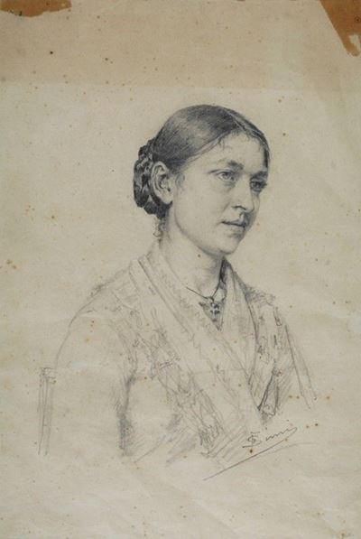 Ritratto della moglie Adelaide, matita su carta